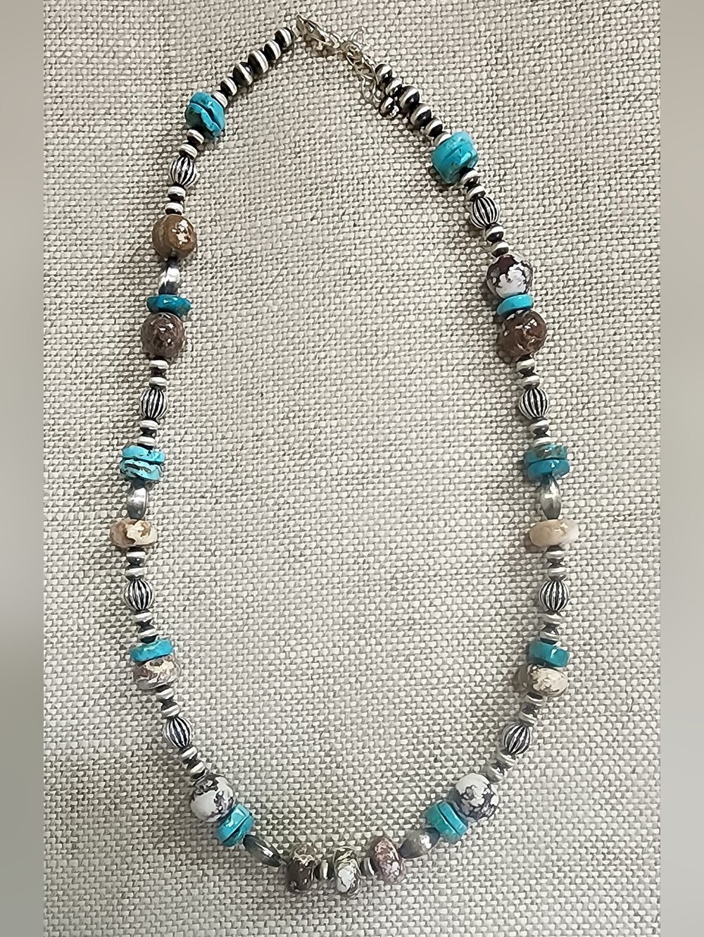 Turquoise and Silver Wild HORSE Navajo Pearl Necklace